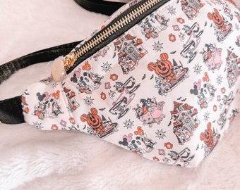 Spooky Pup Sisters Fanny Pack: Nylon Belt Bag, Halloween Crossbody