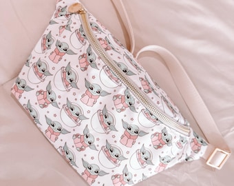Galaxy Baby Character Fanny Pack, Crossbody Bag: Nylon Belt Bag, Adjustable Strap
