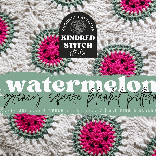 Fruit Crochet, Watermelon Crochet, Watermelon Granny Square Crochet Pattern, Modern Crochet Pattern, Crochet Pattern, Granny Square Pattern