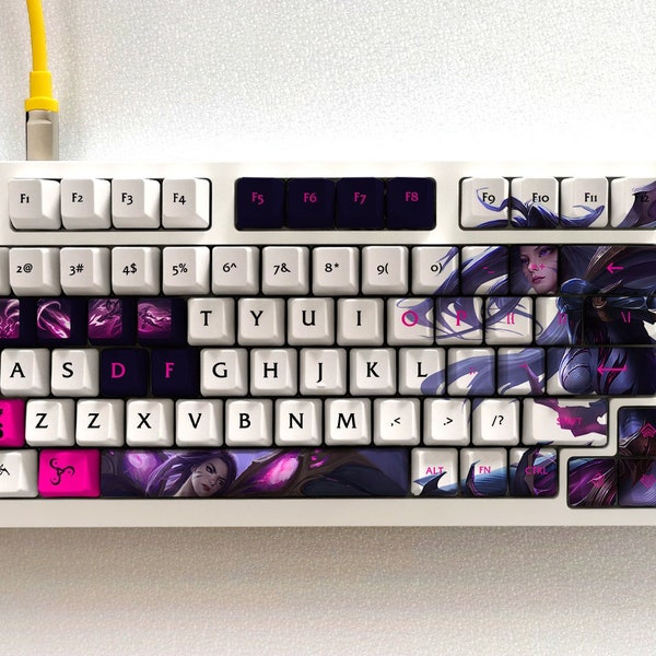 Kai'Sa - Daughter of the Void LOL Series Keycap Set, 112 Keys PBT For Mechanical Keyboard OEM Profile | Kai'Sa Lol Gaming Keycap Custom Gift