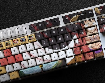 123 Keys Four Emperors Theme keycap, Gomu Gomu no Mi Theme Keycap Set, Pirate King Handmade Keycap Gift Decor For Gaming room