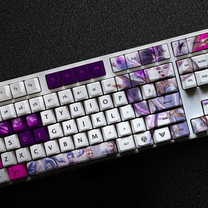 Prestige KDA All Out Kai&#39;Sa Keycap Custom , 127 Keys PBT For Mechanical Keyboard OEM Profile | Kda All Out Kai&#39;Sa Gift