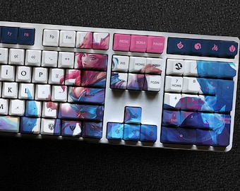 Ahri - The Nine Tailed Fox LOL Series Keycap Set, 112 Keys PBT For Mechanical Keyboard OEM Profile | Spirit Blossom Ahri Gaming Custom Gift