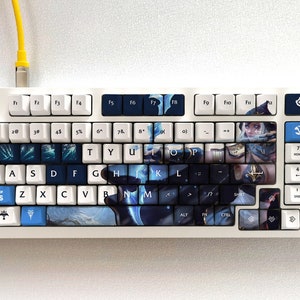 Ashe - The Frost Archer LOL Series Keycap Set, 127 Keys PBT For Mechanical Keyboard OEM Profile | The Freljord Ashe Lol Gaming Custom Gift