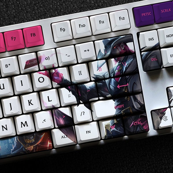 Crime City Nightmare Twisted Fate - The Card Master Lol Series Keycap Set, 127 toetsen PBT voor mechanisch toetsenbord OEM-profiel