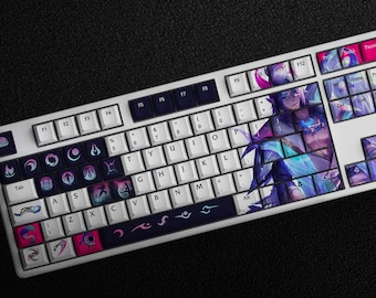 Aphelios - The Waffe der Treue LoL Tastenkappen Set, 145 Tasten PBT Profil Cherry Für Mechanische Tastatur | Geist-Blüte Aphelios Geschenk