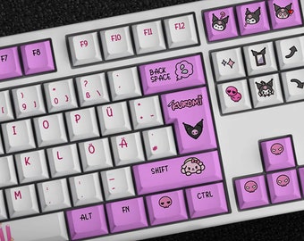 かわいい漫画キーキャップセット、メカニカルキーボード用 129 キー PBT チェリー プロファイル | クロミ カスタム キーキャップ
