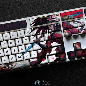 Akali - The Rogue Assassin Series Keycap Set, 112 Keys PBT For Mechanical Keyboard OEM Profile | Blood Moon Akali Lol Gaming Custom Gift