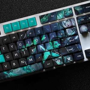 Shyvana - The Half-Dragon LOL Series Keycap Set, 112 Keys PBT For Mechanical Keyboard OEM Profile | Ruined Shyvana Keycap Custom Gift