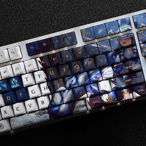 Kindred - The Eternal Hunters LOL Series Keycap Set, 127 Keys PBT For Mechanical Keyboard OEM Profile | Porcelain Kindred Custom Gift