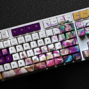 Seraphine - The Starry-Eyed Songstress LOL Series Keycap Set, 112 Keys PBT For Mechanical Keyboard OEM Profile | Faerie Court Seraphine Gift