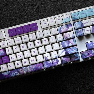 KDA All Out Seraphine - Seraphine Superstar Lol Series Keycap Set, 127 Keys PBT For Mechanical Keyboard OEM Profile | Kda all out Gift
