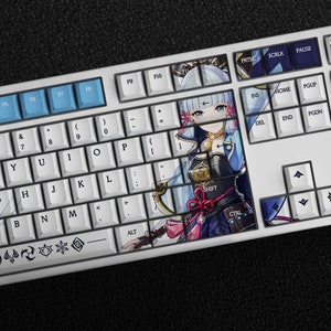 Kamisato Ayaka Genshin Impact Keycap Set, 144 tasti PBT per tastiera meccanica Cherry Profile/Kamisato Ayaka Custom Keycap