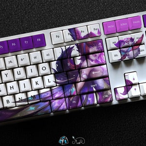 Xayah - the Rebel Lol Series Keycap Set, 127 Keys PBT For Mechanical Keyboard OEM Profile | Redeemed Star Guardian Xayah LOL Custom Keycap