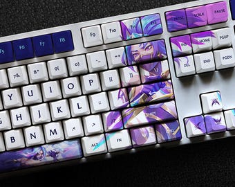 Akali - The Rogue Assassin Series Keycap Set, 127 Keys PBT For Mechanical Keyboard OEM Profile | Star Guardian Akali Lol Gaming Custom Gift