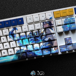 Ezreal - The Prodigal Explorer LOL Series Keycap Set, 127 Keys PBT For Mechanical Keyboard OEM Profile | Porcelain Protector Ezreal Lol Gift