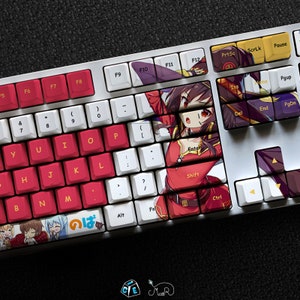 Megumin Arch Wizard Keycap Set - Anime Keycap Series, 127 Keys PBT for Mechanical Keyboard OEM Profile | Crimson Demons Megumin Keycap