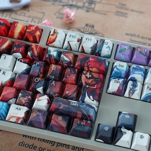 Samira - The Desert Rose LoL Keycap Set, 141 Keys PBT Profile Cherry For Mechanical Keyboard |  Soul Fighter Samira LoL Custom Keycap