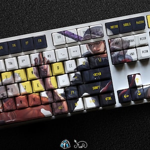 Surgeon of Death Trafalgar Law Keycap Set, Pirate King Series Keycap, Herz Piraten Keycap Set, Shi no Gekai Geschenk Dekor, Worst Generation