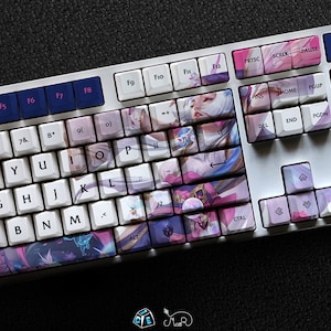 Syndra - The Dark Sovereign LOL Series Keycap Set, 112 Keys PBT For Mechanical Keyboard OEM Profile | Spirit Blossom Syndra Lol Custom Gift