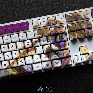 Leona - The Radiant Dawn LOL Series Keycap Set,112 Keys PBT For Mechanical Keyboard OEM Profile | Prestige Battle Academia Leona Keycap Gift