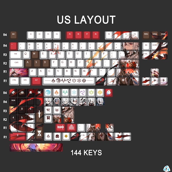 Arlecchino Genshin Impact Keycap Set , 144 Keys PBT for