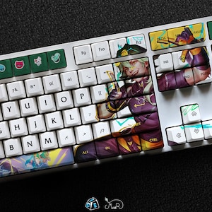 Ezreal - The Prodigal Explorer LOL Series Keycap Set, 127 Keys PBT For Mechanical Keyboard OEM Profile | Heartsteel Ezreal Lol Custom Gift