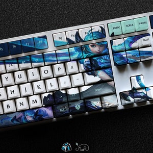 Gwen - The Hallowed Seamstress LOL Series Keycap Set, 112 Keys PBT For Mechanical Keyboard OEM Profile | Gwen Lol Gaming Keycap Custom Gift