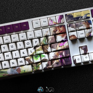 Qiyana - Set di copritasti serie Empress of the Elements LOL, 127 tasti PBT per tastiera meccanica Profilo OEM / Regalo personalizzato Battle Queen Qiyana