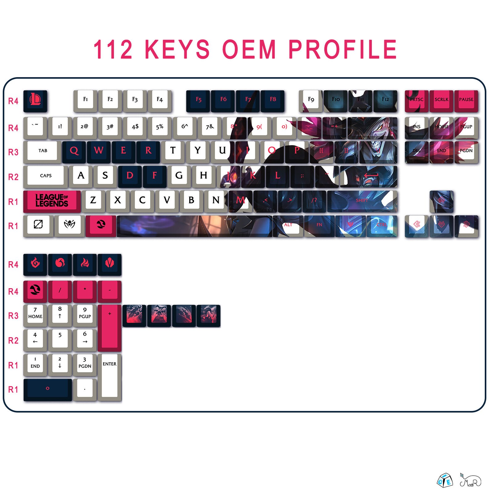 Shaco - the Demon Jester LOL Series Keycap Set, 127 Keys PBT for ...