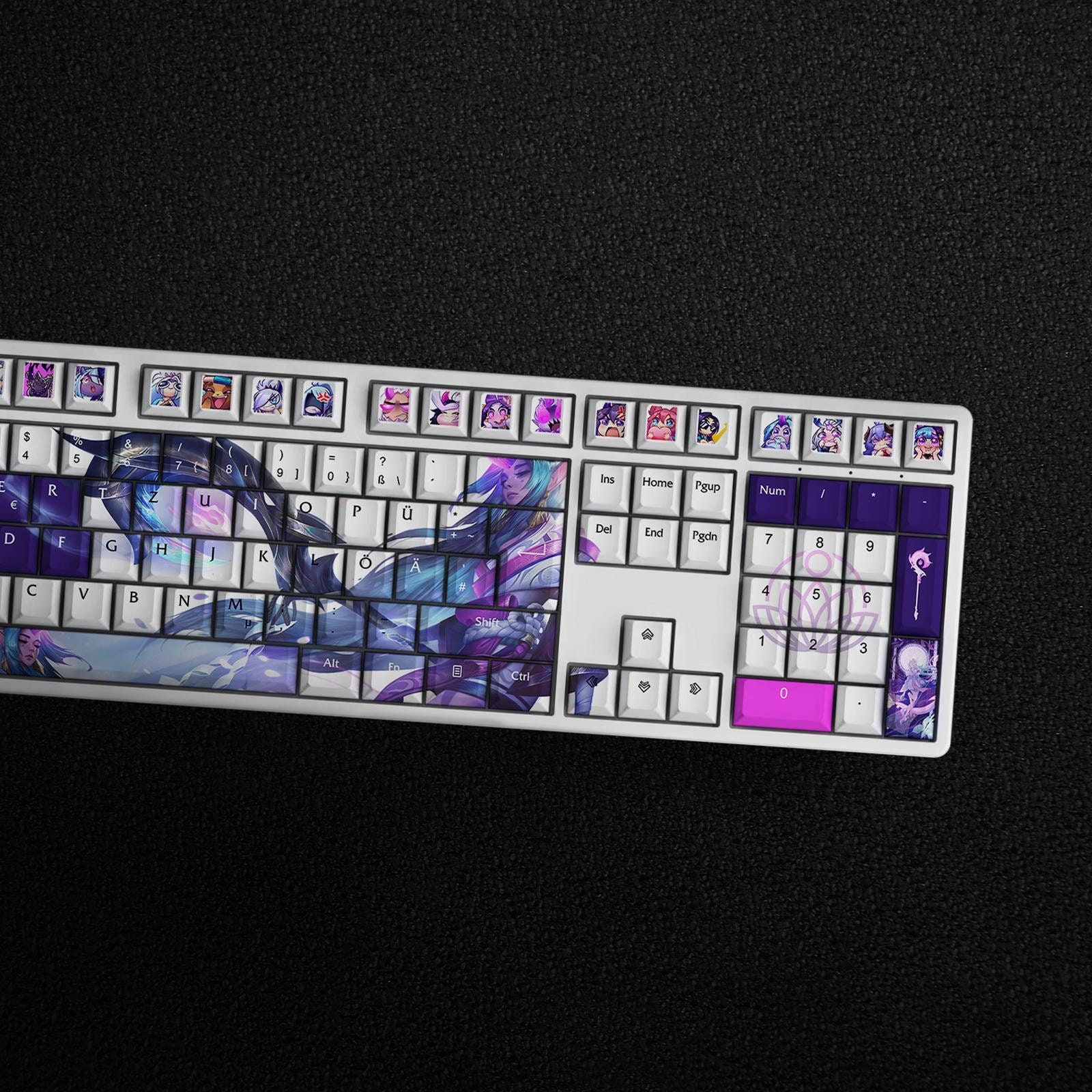 Soraka - The Starchild LoL Keycap Set, 147 Keys PBT Profile Cherry For Mechanical Keyboard | Spirit Blossom Soraka Custom Keycap Gift