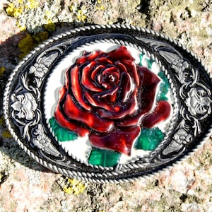 Rose Belt Buckle, Country Western