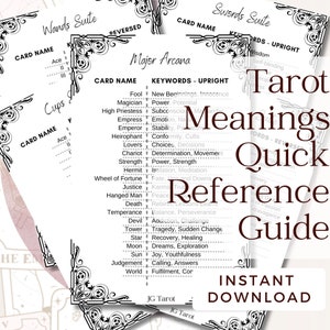 Tarotkaartbetekenissen Snelle referentiegids Digitale download