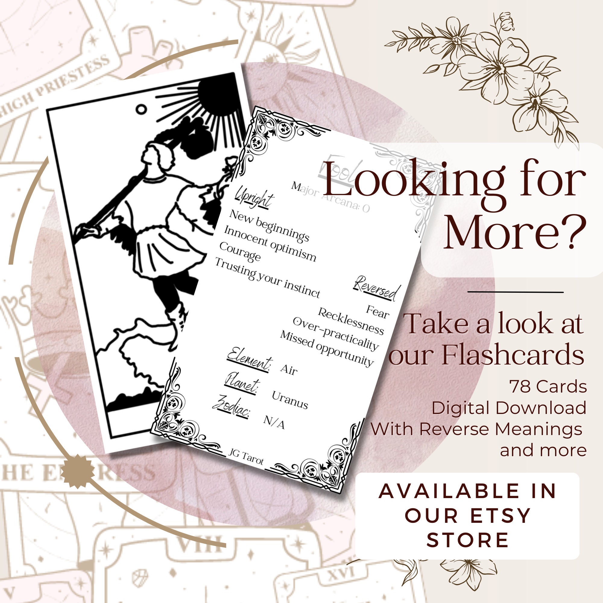 Etsy tarot card meanings quick reference guide digital download