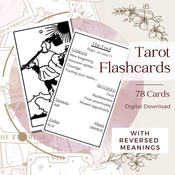 Tarot Flashcards Digital Download Print Your Own Deck Etsy
