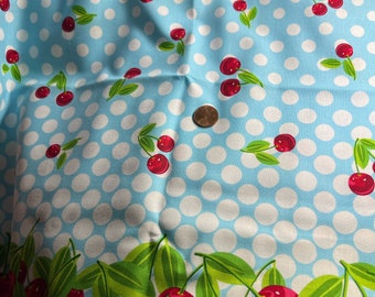 Cherries Jubilee by Greta Lynn for Benartex 100% Cotton. Border Print.