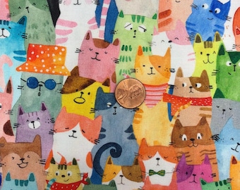 Koty w mieście autorstwa Sue Miano dla Windham Fabrics. 100% bawełna. Sprzedawane na pół jarda.