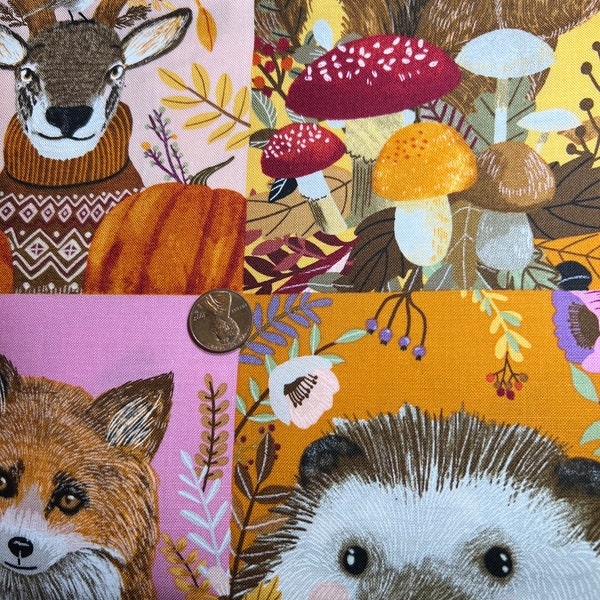 Autumn Friends by Mia Charro for FreeSpirit. Sold by the 1/2 yard. 100% Cotton.