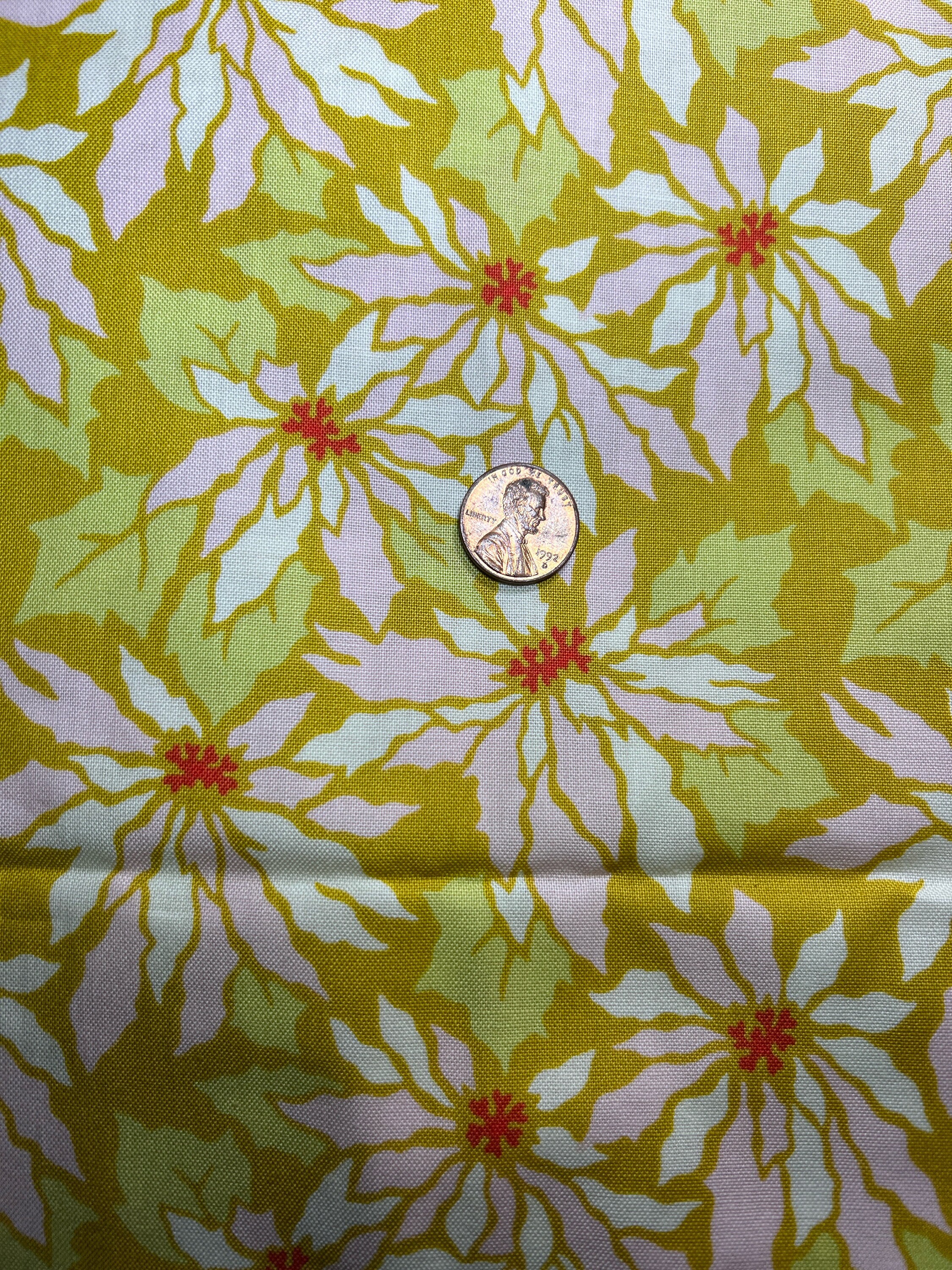 OOP Heather Bailey for FreeSpirit. Ginger Snap —Poinsettia. 100% Cotton. Sold by the 1/2 yard.