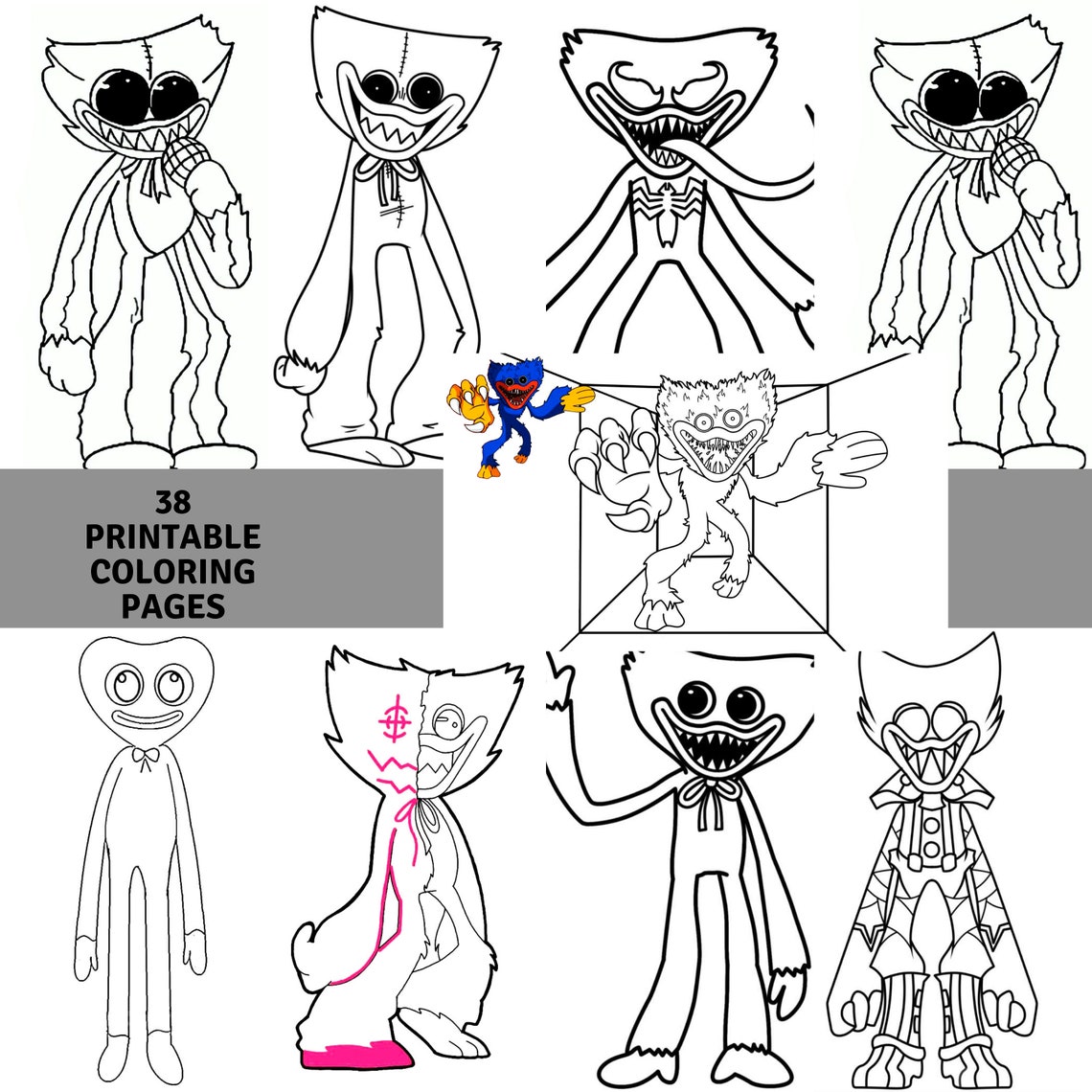 Huggy Wuggy Coloring Pages 38 Printable Huggy Wuggy Coloring