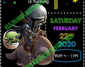 Baby Yoda Birthday Invite