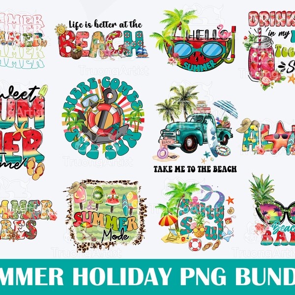 Summer Bundle Png, Summer Png, Hello Summer Png, Summer Vibes Png, Summer Holiday Png, Salty Beach Png, Beach Life Png, Sublimation Designs