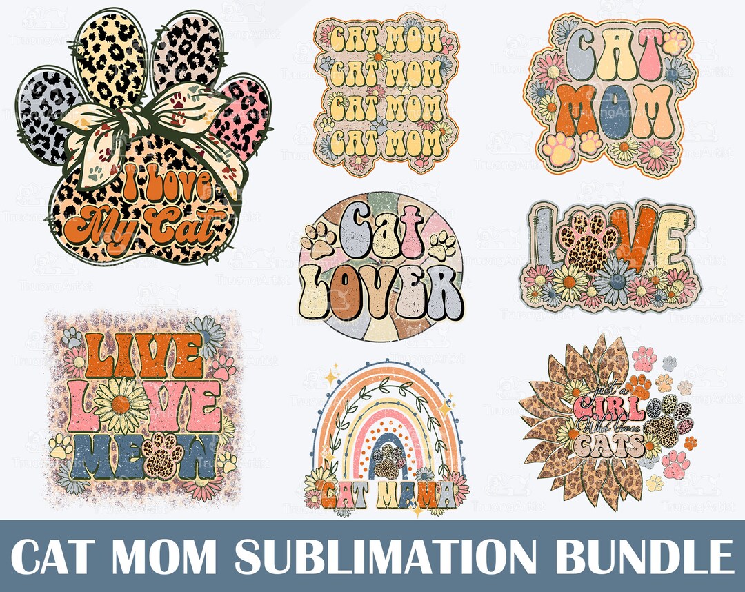 Cat Mom PNG Bundle, Cat Mama Bundle Sublimation File, Mothers Day Png ...