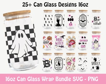 Halloween-glasburklindningspaket SVG PNG, Halloween Libbey-wrappaket, Libbey-glaslindningspaket, glasburk png-svg, 16oz glasburklindningspaket, trendigt Halloween