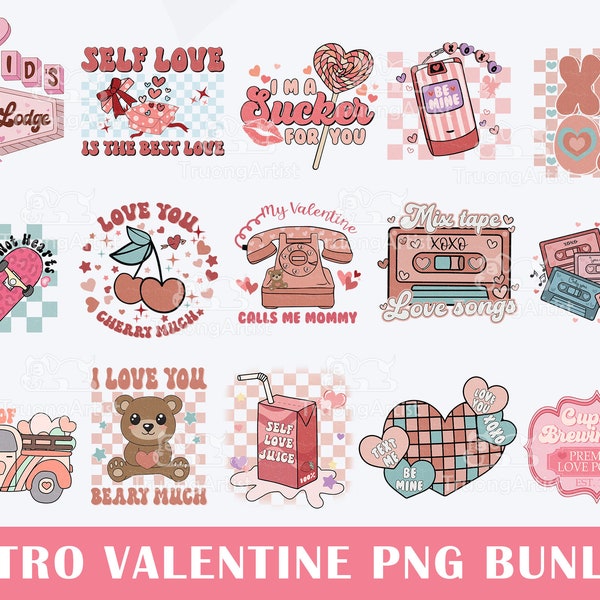 Retro Valentine PNG Bundle, Groovy Valentine Png, Funny Valentine's PNG, Valentine Png, Love XOXO Sublimation, Be Mine Png, Valentine Heart