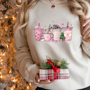 Pink Christmas Coffee Cups Png, Pink Coffee Cups, Christmas Coffee Png, Pink Christmas Png, Pink Christmas Sublimation, Christmas Shirt image 3