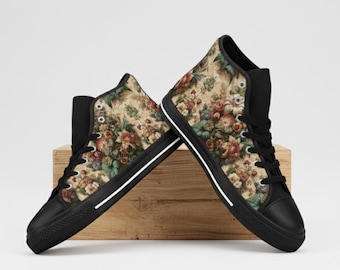 Cottagecore Vintage Floral Pattern Women's Classic Sneakers