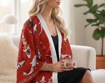 Koi Fish Kimono Robe: Vibrant Bohemian Lounge Wear