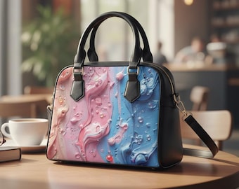 Sac bandoulière abstrait coloré, sac à main artistique en similicuir