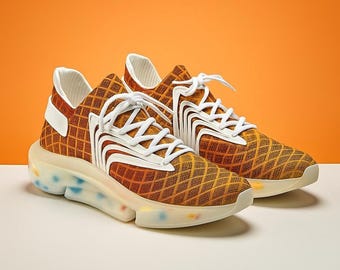Eleganti sneakers in rete da donna - Calzature sportive, scarpe casual alla moda, abbigliamento sportivo, abbigliamento sportivo alla moda